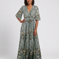 Evadne Floral V Neck Short Sleeve Maxi Dress