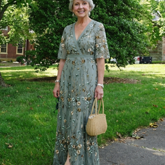 Evadne Floral V Neck Short Sleeve Maxi Dress