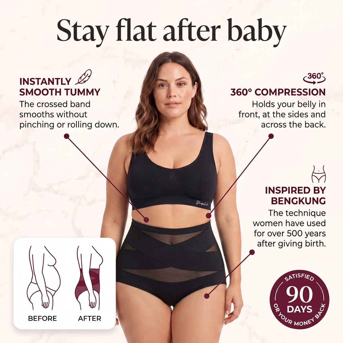 Thea high waisted shaping brief worn under clothing