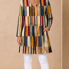 Lydia long blouse with V-neck