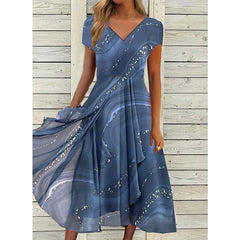 V neck midi dress front view