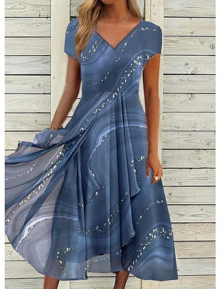 V neck midi dress front view