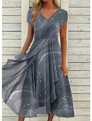 Flowing midi dress side view