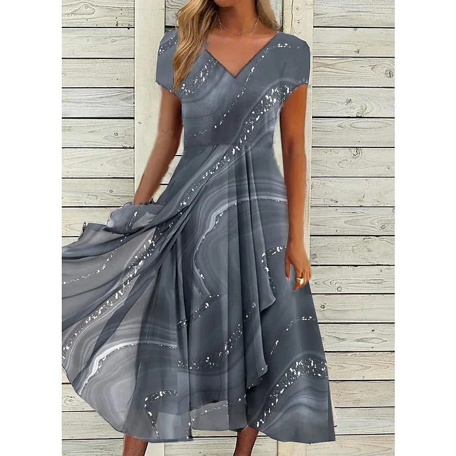 Flowing midi dress side view
