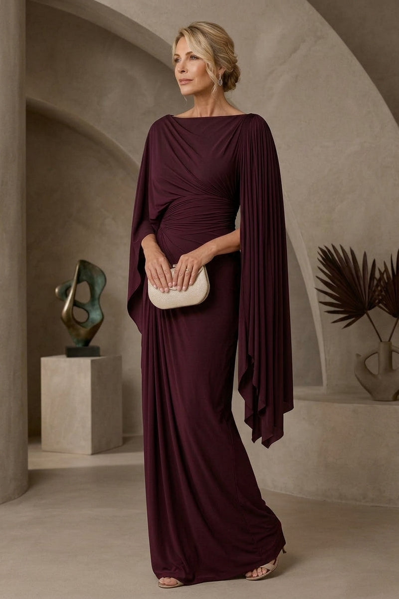 Meryl Maxi Dress | Formal Pleated Maxi Dress with Draped Sleeves