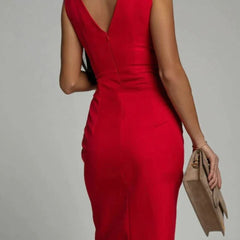 Evening dress in blue side view