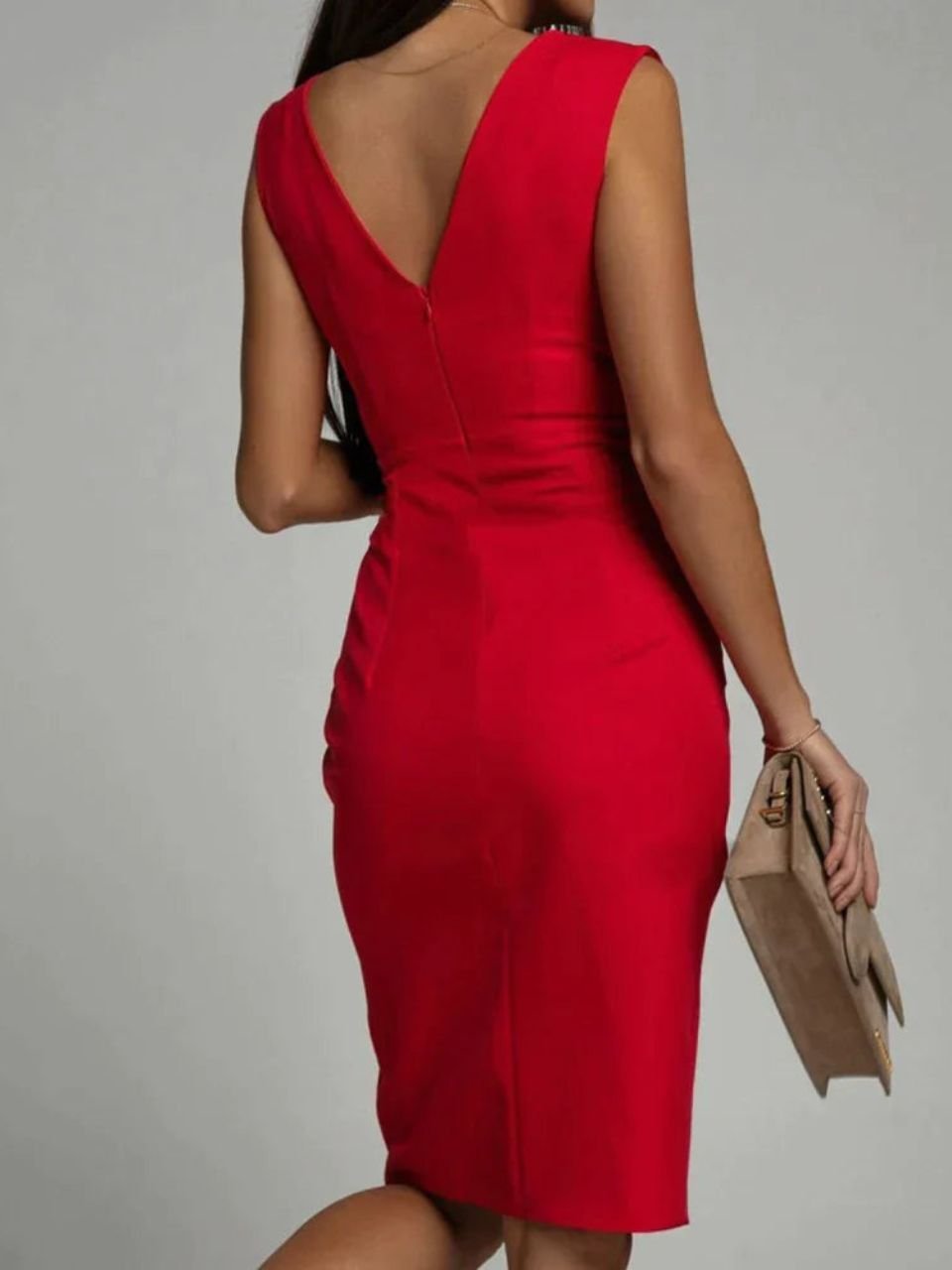Evening dress in blue side view