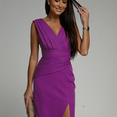 Evening dress in blue front view