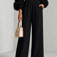 Carys Floral Cuff Two-Piece Set with Wide-Leg Trousers