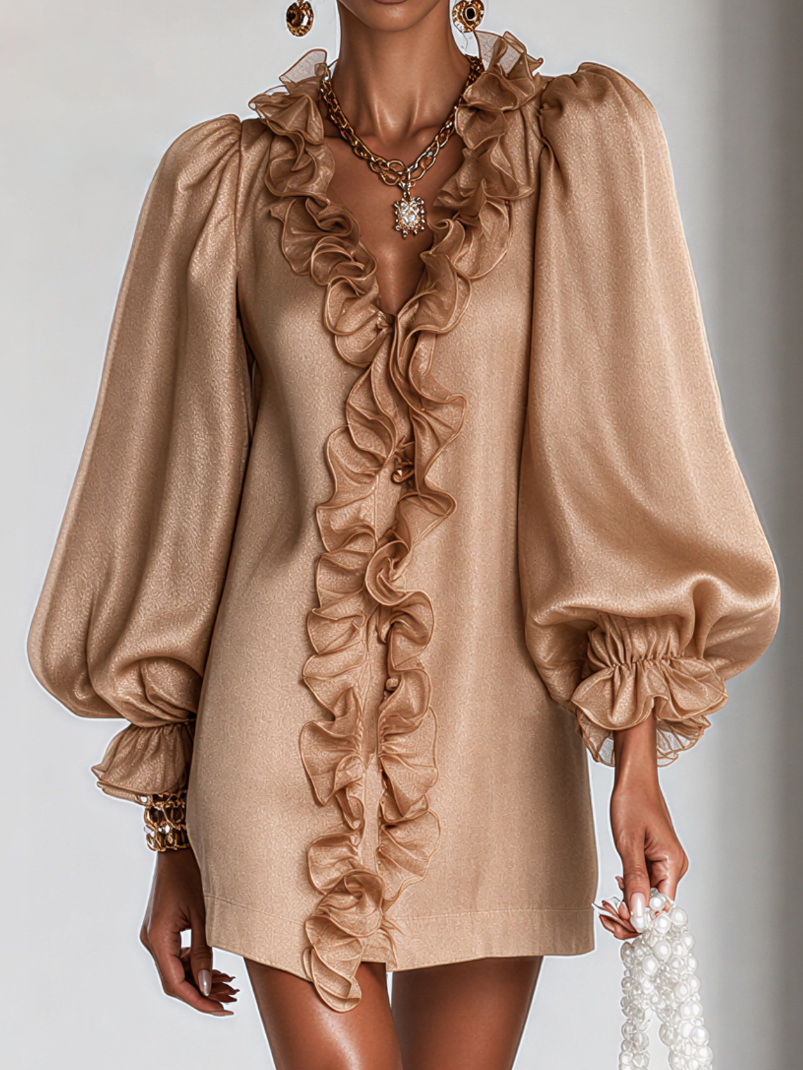 Ottilie Ruffled Puff-Sleeve Mini Dress