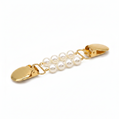 Winnie Pearl Sweater Clip, Double Pearl Row, side profile