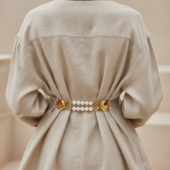 Winnie Pearl Sweater Clip, Double Pearl Row, worn