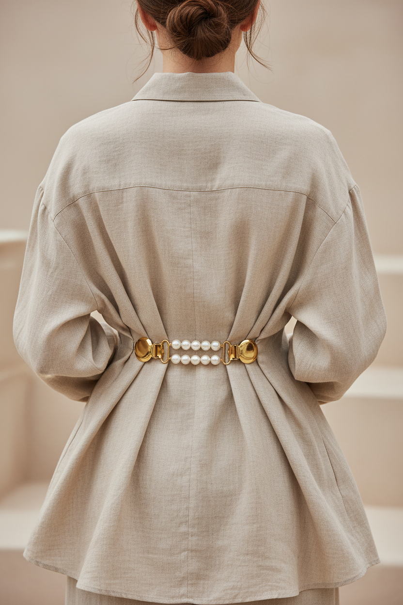 Winnie Pearl Sweater Clip, Double Pearl Row, worn