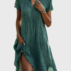 Loose fit printed dress in green