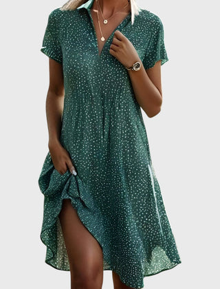Loose fit printed dress in green