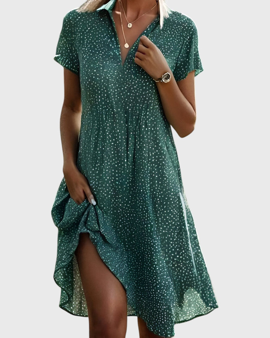 Loose fit printed dress in green