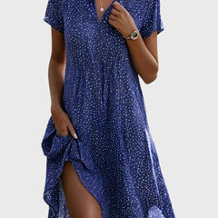 Loose fit printed dress in blue
