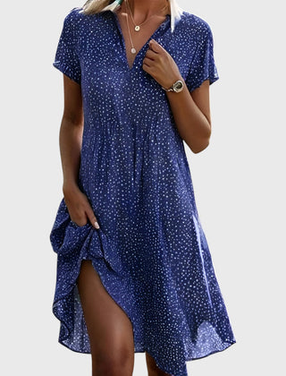Loose fit printed dress in blue