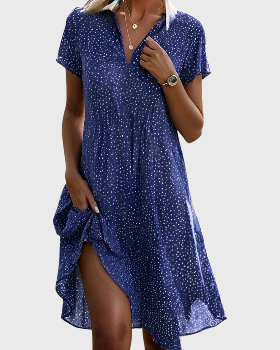 Loose fit printed dress in blue