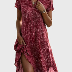 Loose fit printed dress in red