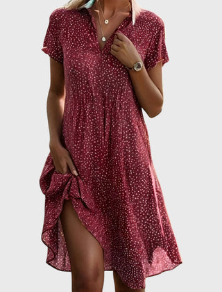 Loose fit printed dress in red