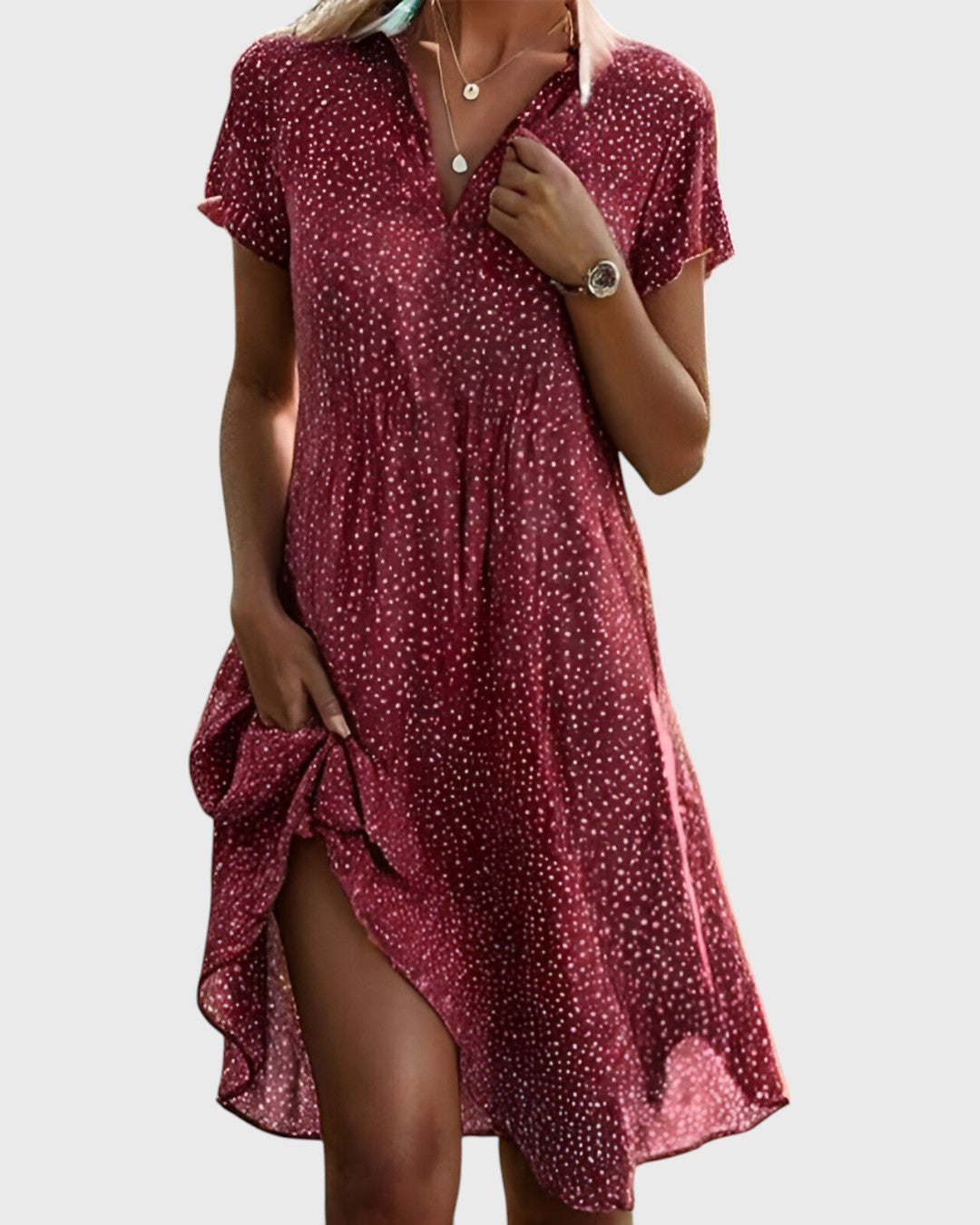 Loose fit printed dress in red