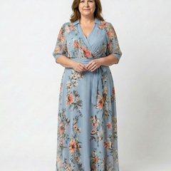 Elowen Floral Wrap V Neck Maxi Dress