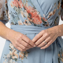 Elowen Floral Wrap V Neck Maxi Dress
